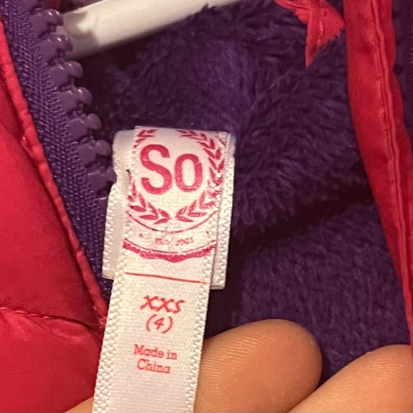 SO Girls size XXS 4 year Pink Puffer Jacket with Fur Hood - Picture 4 of 5